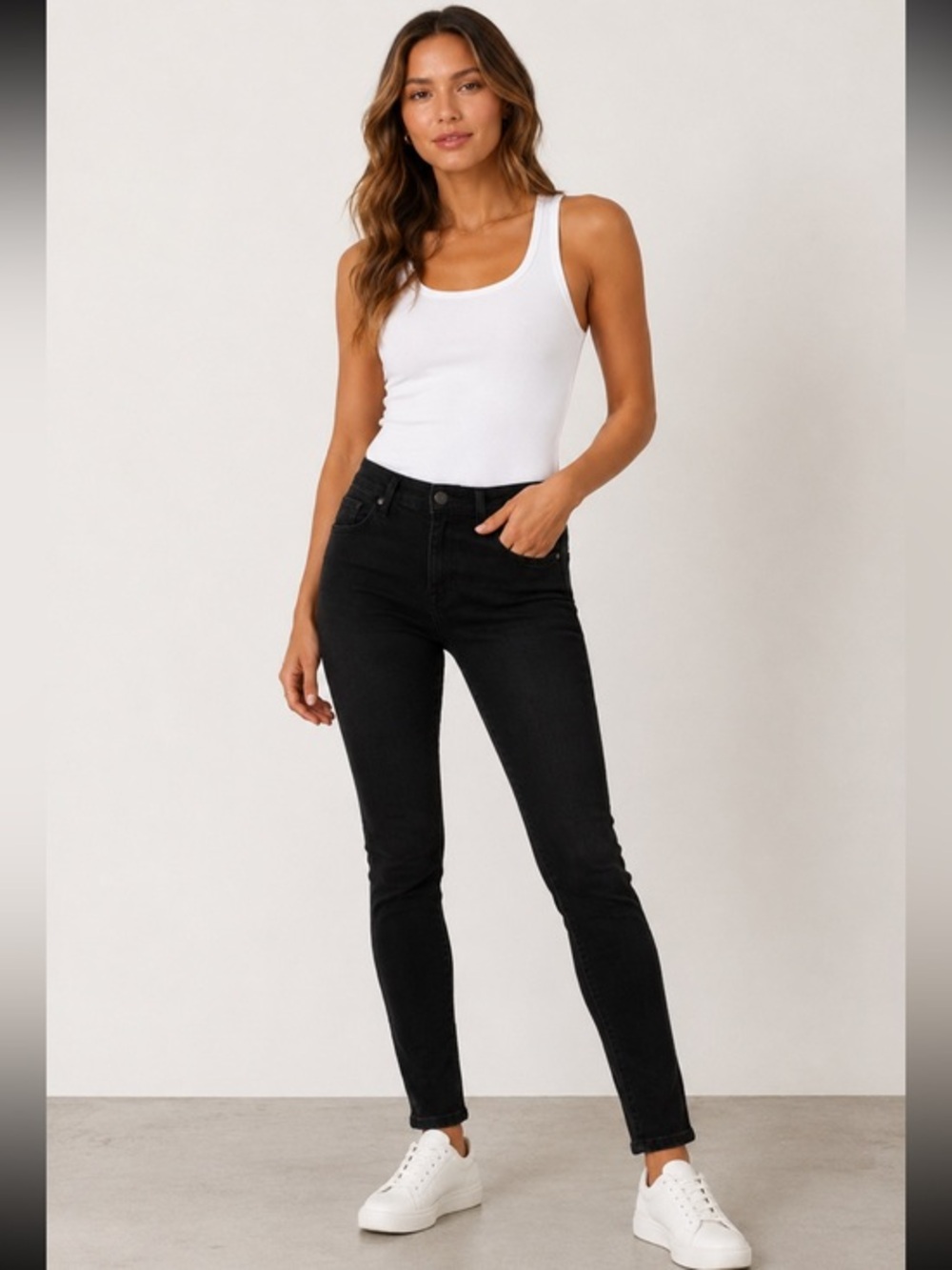 Everlane The Authentic Stretch Black Skinny Jeans Size 27 Regular